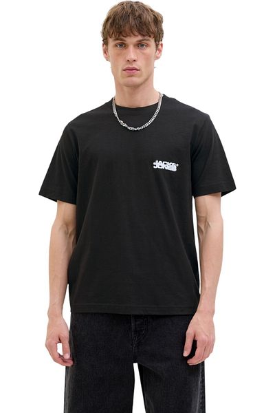Jack & Jones Tricou JACK & JONES Sago Logo Slub - 12276524-Μαύρο