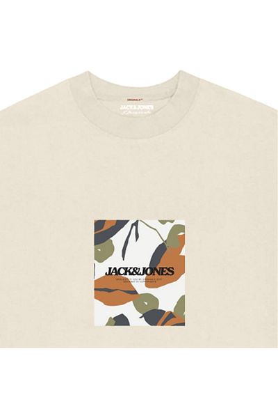 Jack & Jones Tricou JACK & JONES Avira AOP Crew - 12281811-Antique White