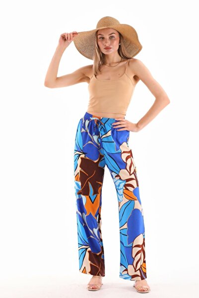 Polologin Butik Leaf Patterned Relaxed Cut Trousers