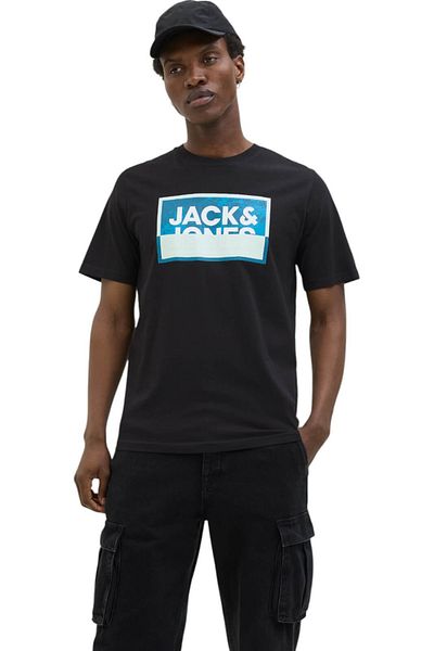 Jack & Jones Tricou JACK & JONES Logan Καλοκαιρινό Στάμπα - 12283825-Μαύρο
