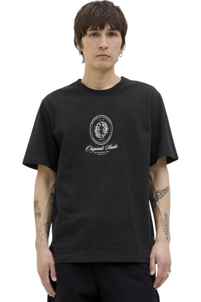 Jack & Jones Tricou JACK & JONES Γραφική πρόσοψη Dia - 12286609-Μαύρο