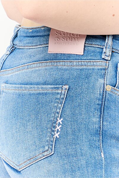 Scotch & Soda Women Skinny Fit Washed Stretchable Denim Jeans, Blue