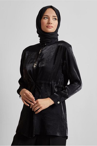Alvina Satin Tunic with Tie Waist 45610