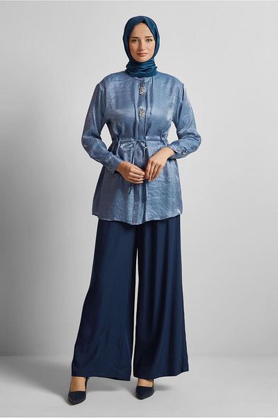 Alvina Satin Tunic with Tie Waist 45610