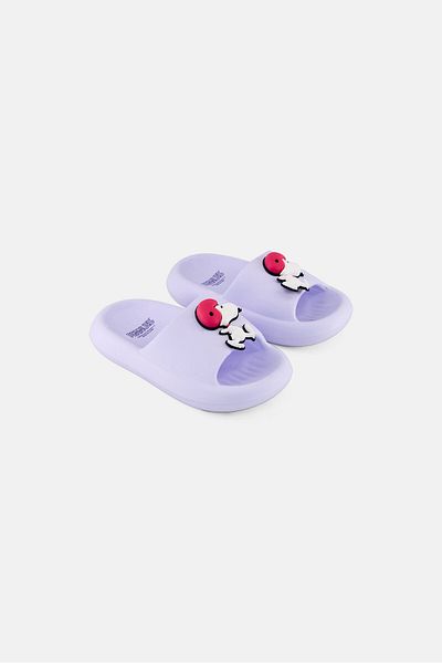 PEANUTS Toddlers Girl Slip on Slides, Lavender