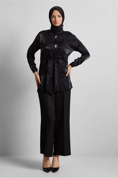 Alvina Satin Tunic with Tie Waist 45610