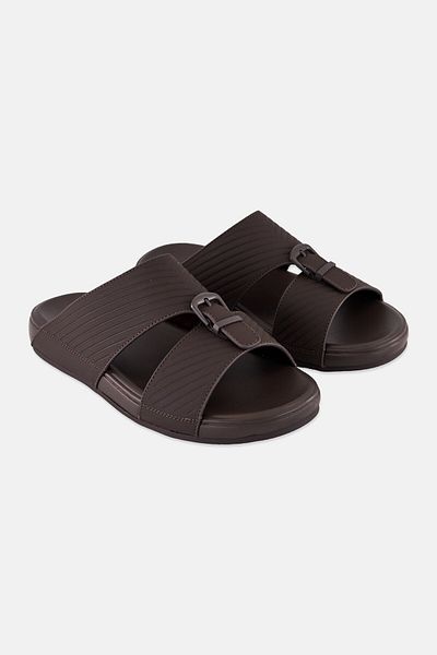 Algspar Men Slip On Arabic Sandals, Dark Brown