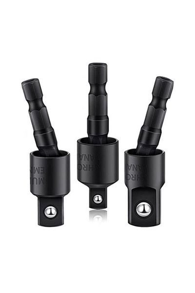 Choice Black Set 360° Electric Drill Air Screwdriver Sleeve Universal Adapter Hex Handle to Square Head Rot
