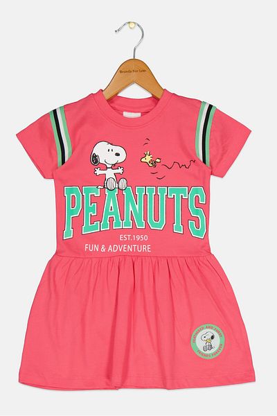 PEANUTS Toddlers Girl Short Sleeve Graphic Dress, Pink