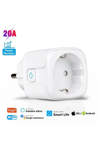 Choice 1pc 20A EU Socket 16A/20A Wifi Plug Power Outlet Alexa Google Home for Tuya Smart Life APP Remote Vo