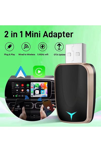 Choice Carplay and Auto 2in1 Wireless CarPlay Dongle Wireless Android Auto Adapter AI Smart Box Car Intelli