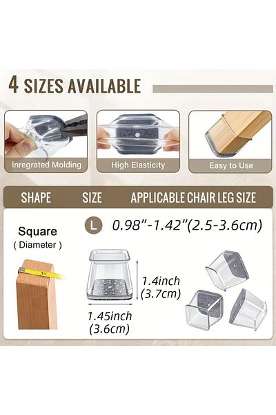 Choice 1 Pc L 28PCS 28Pcs Chair Leg Floor Protectors Square, Silicone Felt Furniture Leg Pads Caps Covers f