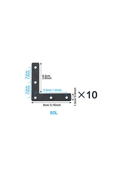 Choice 80mm(3.2inch)-10pcs 10pcs, L Flat Brackets,Corner Bracket Black Corner Brace Mending Plate Repair 40
