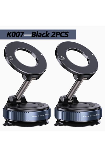 Choice K007 أسود، طقم من قطعتين K007/K009، حامل هاتف سيارة مغناطيسي قوي، تصميم قابل للطي، قابل للتعديل بزاوية 360 درجة، فراغ