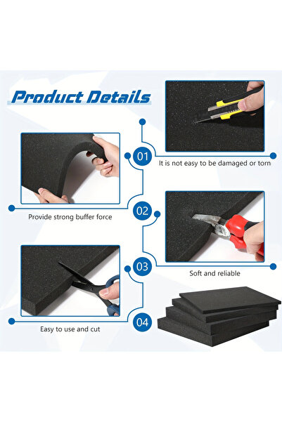 Choice 40 × 30 × 2.5 سم، عبوتان من صفائح الرغوة الحرفية القابلة للقص باللون الأسود، مع حشوات مبطنة من البولي يوريثين للاستخدام في صندوق الأدوات