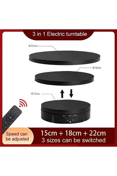 Choice 3in1BlackRemote 3 Speeds Electric Rotating Display Stand Mirror 360 Degree Turntable Jewelry Holder