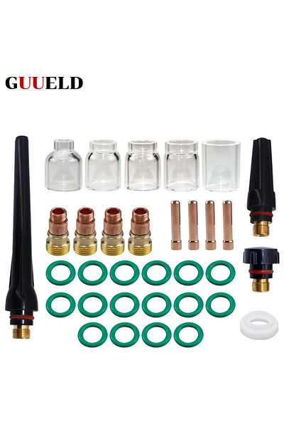 Choice TIG Stubby Gas Lens Collet Body & #5#6#7#8#10 Pyrex Cup Kit For DB SR WP 17 18 26 TIG Torch Weldi...