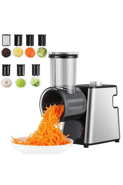 ET-LIFE 7 in 1 Professional Electric Cheese Grater and Slicer, 300W, for Vegetable, Block Cheese,for Kitchen