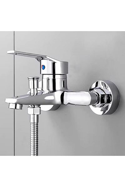 Choice Zinc Alloy Basin Faucets Chrome Wall Mounted Hot Cold Water Dual Spout Mixer Tap For Bathroom Spl...