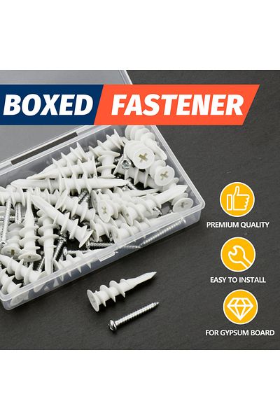 Choice 60pcs per box #8 Self Drilling Drywall Plastic Anchors with Screws - No Pre Drill Hole Preparation R