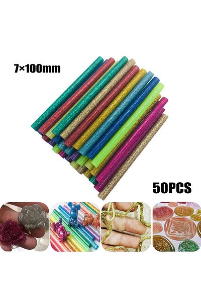 Choice 50Pc Hot GlueSticks High Viscosity Glitter GlueSticks Colored Hot Melt Glue Repair Strip Tool For...