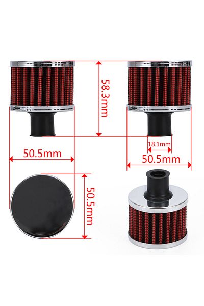 Choice Red 3pcs Universal 12mm Car Air Filter for Motorcycle Cold Air Intake High Flow Crankcase Vent Cover