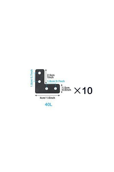 Choice 40mm(1.6inch)-10pcs 10pcs, L Flat Brackets,Corner Bracket Black Corner Brace Mending Plate Repair 40