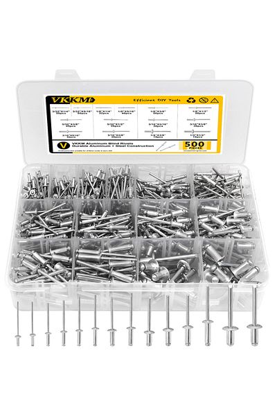 Choice 500Pcs 500 PCS Aluminum Pull Rivets, Round Head and Countersunk Head Types, Blind Rivets for Doors a