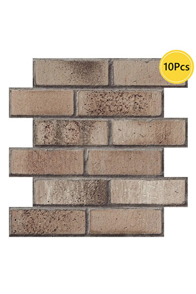 Choice بني - 10 قطع، ملصق حائط ثلاثي الأبعاد ذاتي اللصق، لوحة حائط من الطوب ا...