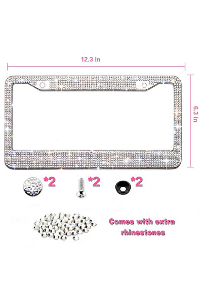 Choice1 WHITE Bling License Plate Frame for Women, 1PCS Sparkly License Plate...