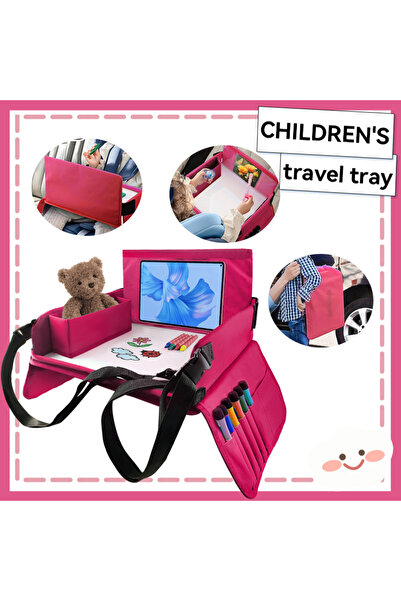 Choice5 صينية سفر حمراء للأطفال للسيارة، طاولة تخزين ألعاب الأطفال، لوحة رسم،...
