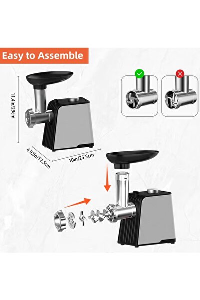 ET-LIFE Meat Mincer/Grinder/Kibbeh Maker, 300W, MG-S11, Black, Stainless steel blade