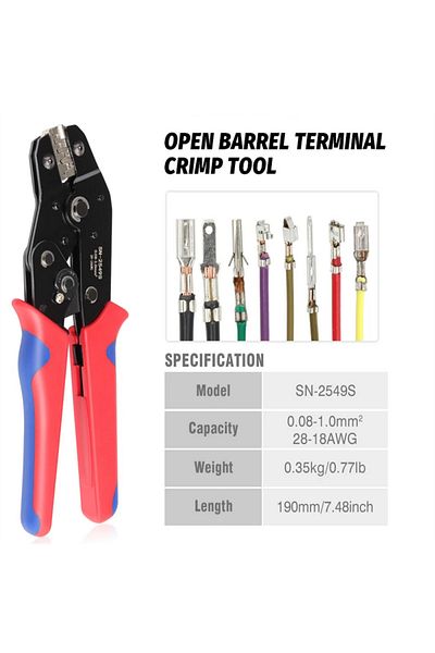 Choice SN-2549S Crimping Tools For PH2.0/XH2.54/2.8/3.0/3.96/KF2510/JST Terminal SN-2549S 0.08-1.0mm²/AWG28