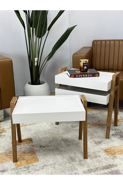 Living Modern 3-Piece Nesting Side Table Set – 40 cm Height × 35 cm Width × 50 cm Length