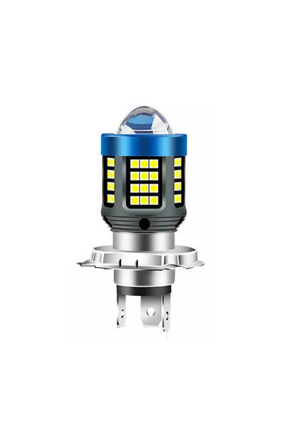 BGRJ Automotive Bec LED H4 moto ATV BG16, cu lupă, lumină albă rece, 6000k