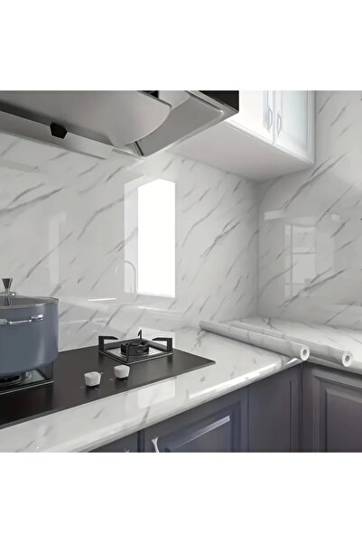 Epilons Настінні наклейки для кухні з мармуровим візерунком - 5 м x 60 см: водо- та маслостійкі, стійкі до високих температур