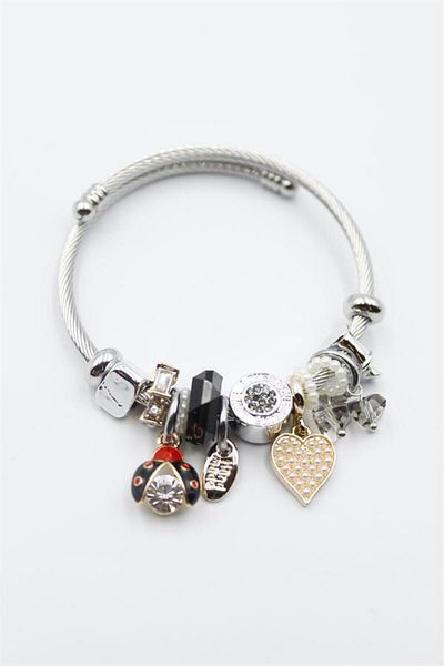 Rasanet Ladybug Charm Bracelet - Black