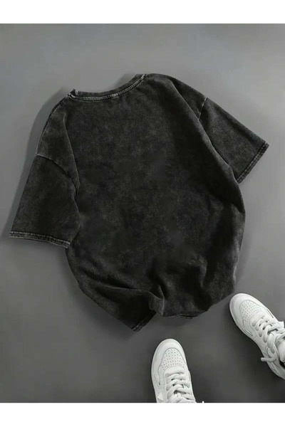 Touz Moda Cat's Daily Printed Washable Vintage Unisex Oversize T-Shirt