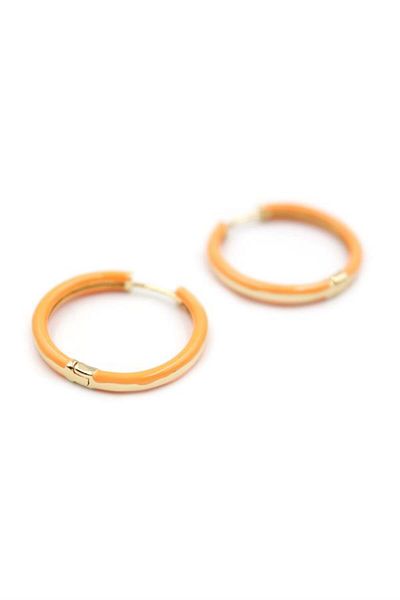 Rasanet Enameled Hoop Earrings - Orange