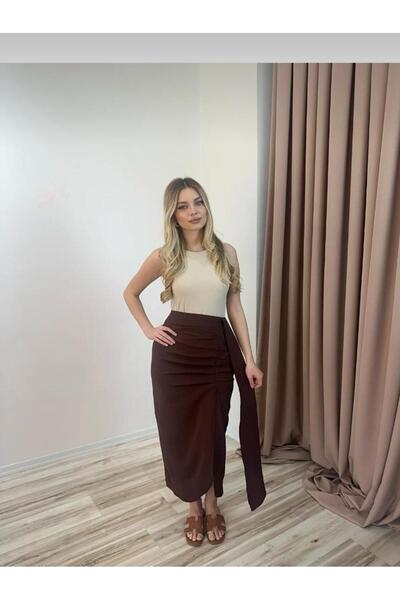 Bİ GİYİM PREMIUM D drapat FUSTA MIXTĂ CU FĂRĂ CU DETAIL DE FĂRĂ