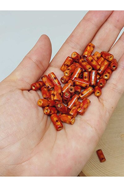 Yasamtohumu Cilindru din mărgele din lemn cu model 5*11mm/35buc (54540)