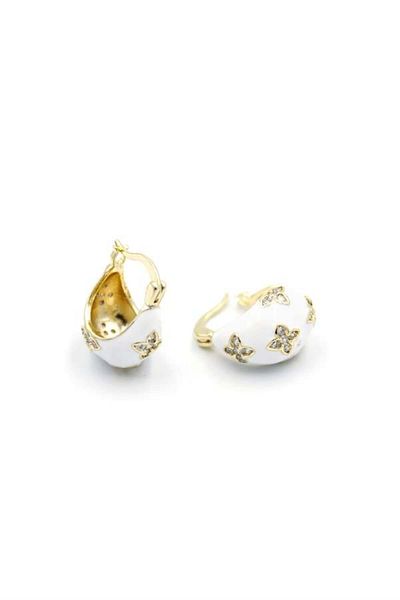 Rasanet Enameled Bag Earrings - White
