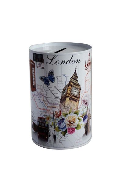 PUFO Pușculiță metalică decorativă Londra, 12 x 8 cm