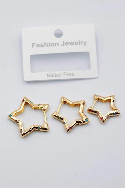 Rasanet 3-Piece Star Earrings - Gold