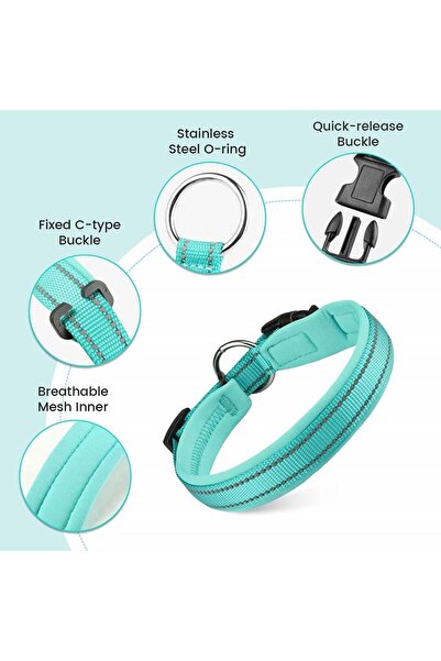 MASBRILL Zgardă reflectorizantă pentru câini, neopren/nailon, albastră, L, 45-53 x 2,5 cm