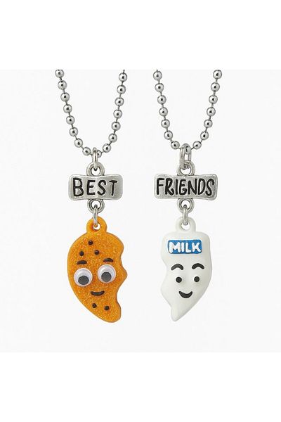 REDz Accessories Funny Best Friends Necklaces, Milk and Biscuit Pendants, 2 Pieces
