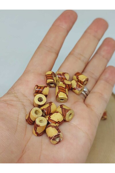 Yasamtohumu Cilindru din margele din lemn cu model 8*10mm/40buc (54718)