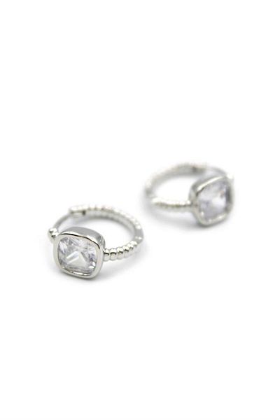 Rasanet Jewelled Hoop Earrings - Silver