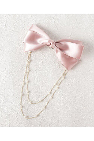 Shiklik MODA مشبك سلسلة لؤلؤي على شكل فيونكة من الساتان للسيدات