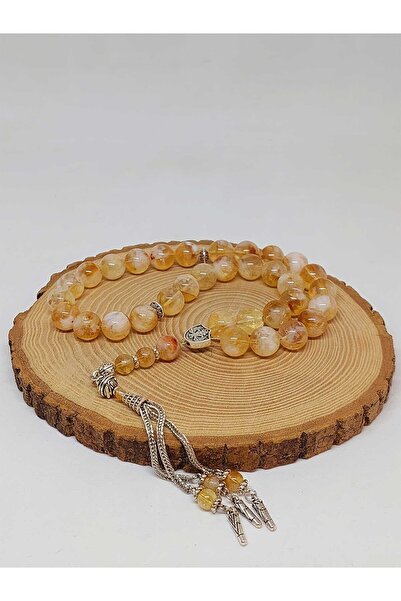 Yasamtohumu Piatra de citrin 33 mărgele de rugăciune 12 mm (snur de oțel) (52...